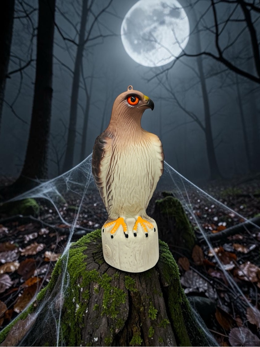 Brown and Cream Bird Blow Mold Deterrent Hawk Decoy